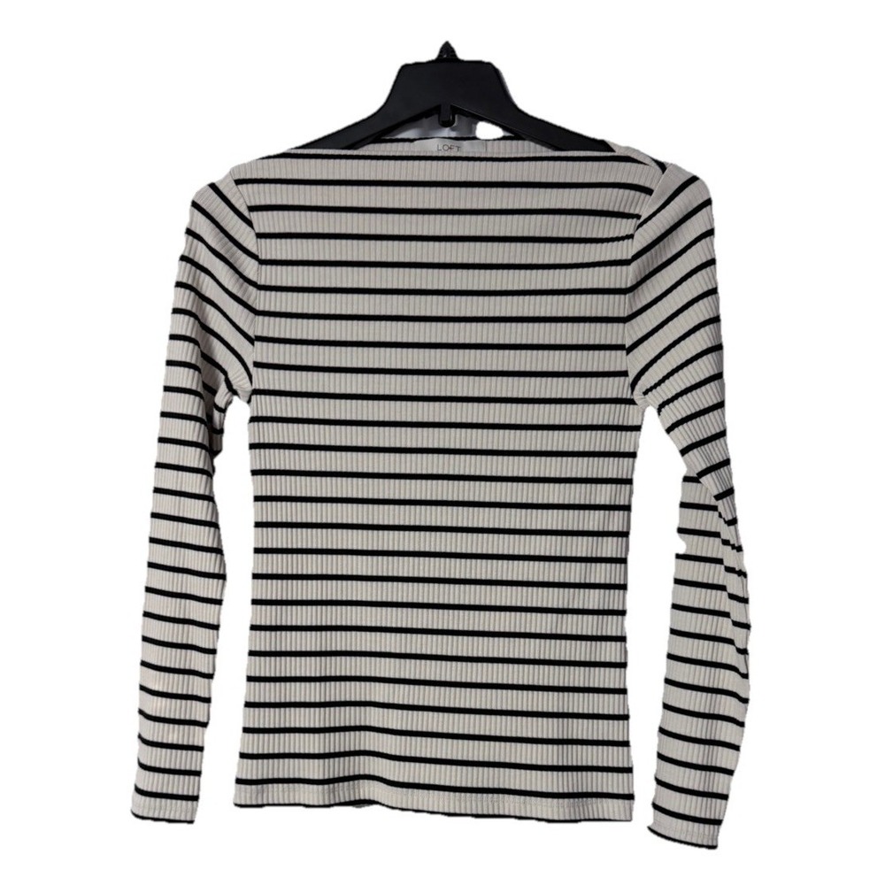 NWT LOFT Ann Taylor Womens Long Sleeve Striped Top Shirt Blouse Size Medium